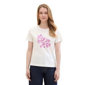 Dámske tričko k.r. TOM TAILOR bílo-růžové-XL