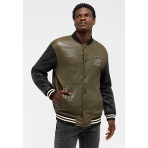 Pánská kožená bunda MUSTANG zelená-3XL