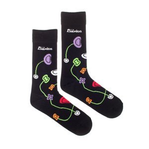 Ponožky Lúčnica kvety černé Fusakle
