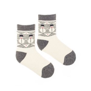 Dětské vlněné ponožky Vlnáč sněhulák šedý Fusakle