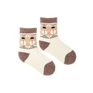 Dětské vlněné ponožky Vlnáč sněhulák hnědý Fusakle
