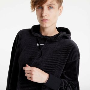 Nike Sportswear Women's Velour Cropped Pullover Hoodie Black/ Sail