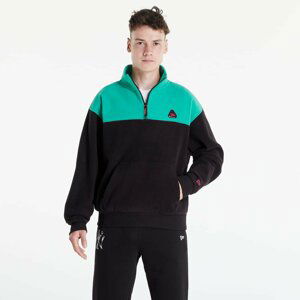 New Era Fleece Hoodie Colourblock Quarter Zip Black/ Green