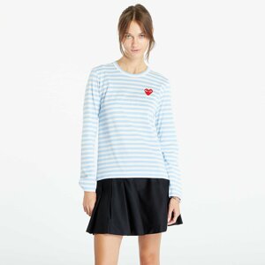 Comme des Garçons PLAY Heart Logo Long Sleeve Tee Clear Sky/ White