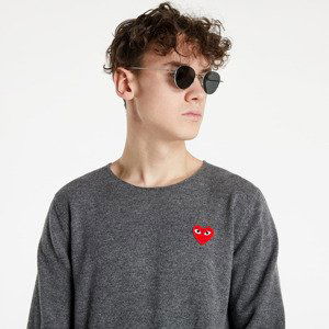 Svetr Comme des Garçons PLAY Red Heart Crewneck Jumper Mid Grey M