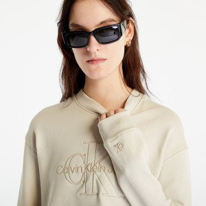 Mikina Calvin Klein Jeans Cropped Embroidered Sweatshirt Classic Beige M