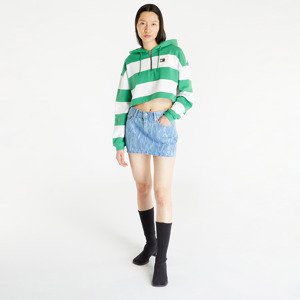 Mikina Tommy Jeans Crop Stripe 1/4 Zip Hoodie Coastal Green L