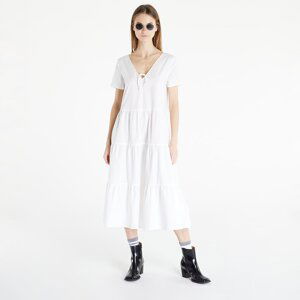 Šaty Tommy Jeans Poplin Tiered Short Sleeve Dress White M