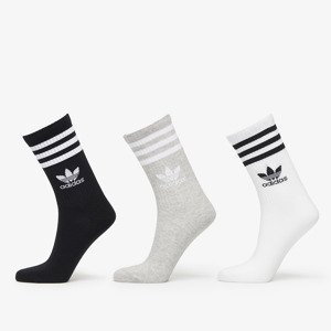 Ponožky adidas Mid Cut Crew Socks 3-Pack White/ Medium Grey Heather/ Black M