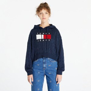 Svetr Tommy Jeans Center Flag Cable Hoodie Blue S