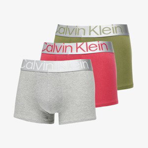 Boxerky Calvin Klein Reconsidered Steel Cotton Trunk 3-Pack Olive Branch/ Grey Heather/ Red Bud M