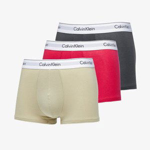Boxerky Calvin Klein Modern Cotton Stretch Trunk 3-Pack Virtual Red/ Iron Gate/ Eucalyptus S