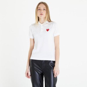 Tričko Comme des Garçons PLAY Heart Logo Polo Short Sleeve Tee White L