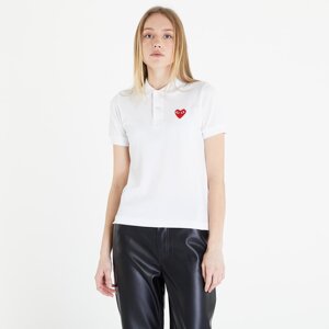 Tričko Comme des Garçons PLAY Heart Logo Polo Short Sleeve Tee White S