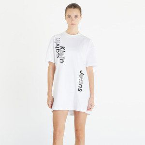 Šaty Calvin Klein Jeans Multi Placement Logo Tee Dress Bright White S