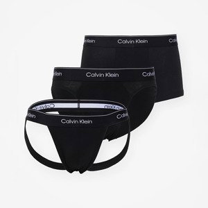 Boxerky Calvin Klein Cotton Stretch Low Rise Jock Strap 3-Pack Black XL