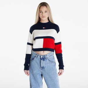Svetr Tommy Jeans Colorblock Badge White S