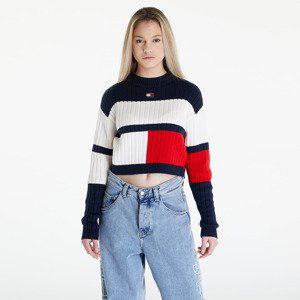 Svetr Tommy Jeans Colorblock Badge White XS