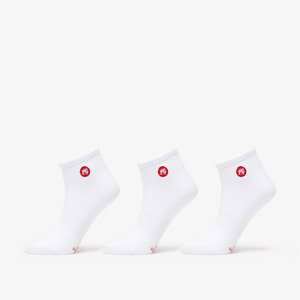 Ponožky Footshop Ankle Socks 3-Pack White (Red Logo) 43-46