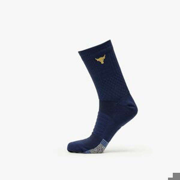 Under Armour Project Rock Ad Playmaker 1-Pack Mid Socks Midnight Navy/ Hushed Blue/ Metallic Gold