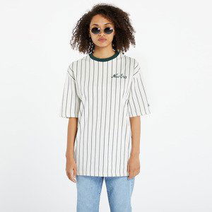 New Era Heritage Pinstripe Oversized Tee UNISEX Off White/ Dark Green