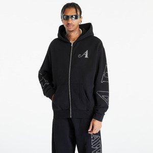 Awake NY Rhinestone Serif Zip Up Hoodie Washed Black