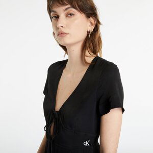 Šaty Calvin Klein Jeans Crepe Short Sleeve Midi Dress Black S