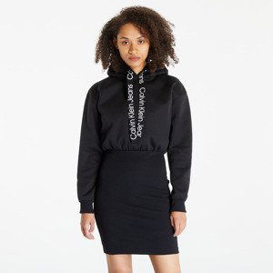 Šaty Calvin Klein Jeans Logo Tape Hooded Sweatshirt Dress Black M