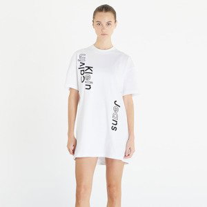 Šaty Calvin Klein Jeans Multi Placement Logo Tee Dress Bright White M