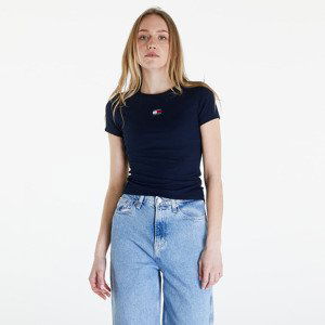 Tričko Tommy Jeans Slim Badge Ribbed Tee Dark Night Navy M