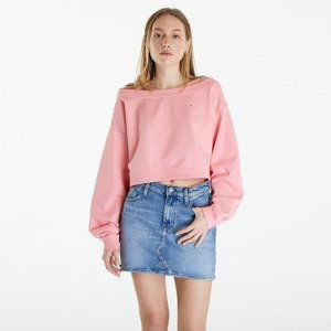 Mikina Tommy Jeans Cropped Off Shoulder Sweatshirt Pink L