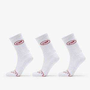 Footshop Basic Crew Socks 3-Pack White (Red Logo) 39-42