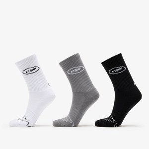 Footshop Basic Crew Socks 3-Pack Black/ White/ Grey 36-38