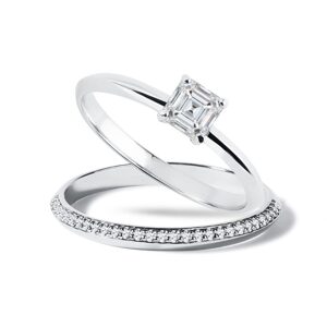Luxusní set diamantových prstenů v bílém 14k zlatě KLENOTA