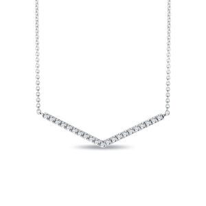 Diamantový náhrdelník s motivem "V" z bílého zlata KLENOTA