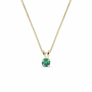 Zlatý náhrdelník s kulatým smaragdem KLENOTA
