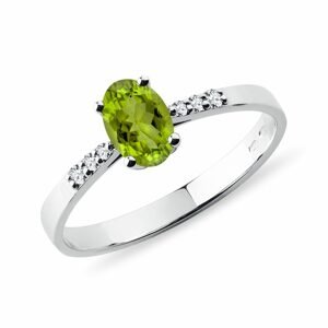 Zlatý prsten s olivínem a diamanty KLENOTA