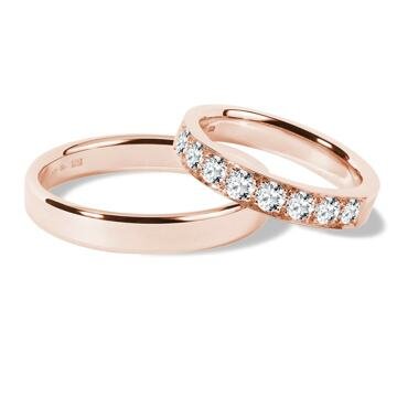 Luxusní snubní prsteny z růžového zlata s diamanty KLENOTA