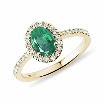 Prsten s oválným smaragdem a brilianty ve zlatě KLENOTA