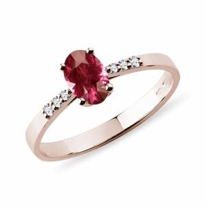 Prsten z růžového zlata s rubelitem a diamanty KLENOTA