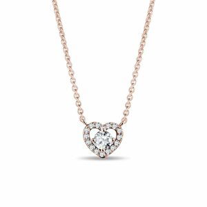 Diamantový náhrdelník srdce z růžového zlata KLENOTA