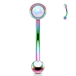 Šperky4U Duhový piercing do obočí, bílý opál (1,2 x 6 mm) - OB0003AB-1206