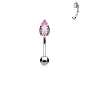 Piercing do obočí - zirkon (růžová) - OB1005-P