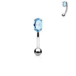 Piercing do obočí - oválný zirkon (tyrkysová) - OB1006-Q