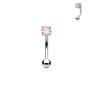 Piercing do obočí - zirkon (růžový) - OB1002-P