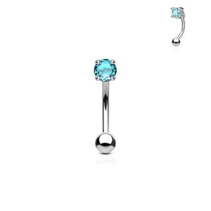 Piercing do obočí - zirkon (tyrkysový) - OB1002-Q