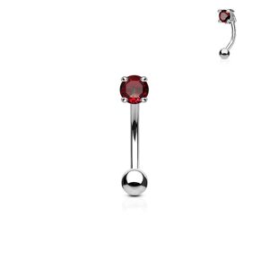 Piercing do obočí - zirkon (červený) - OB1002-R