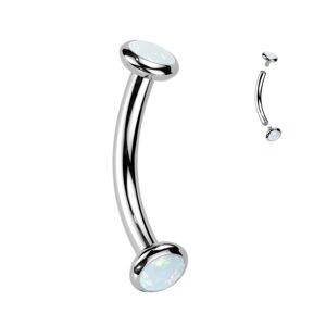 S4U Šperky4U Piercing do obočí TITAN, bílý opál - TIT1380-OP17