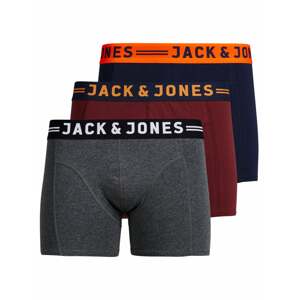 JACK & JONES Boxerky 'LICHFIELD'  námořnická modř / šedá džínová / burgundská červeň / oranžová