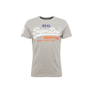 Superdry Tričko  šedá / oranžová / bílá